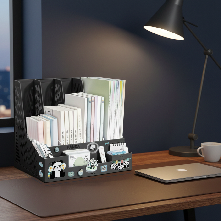 Desktop File Organizer - Multi-Compartment Document Holder.